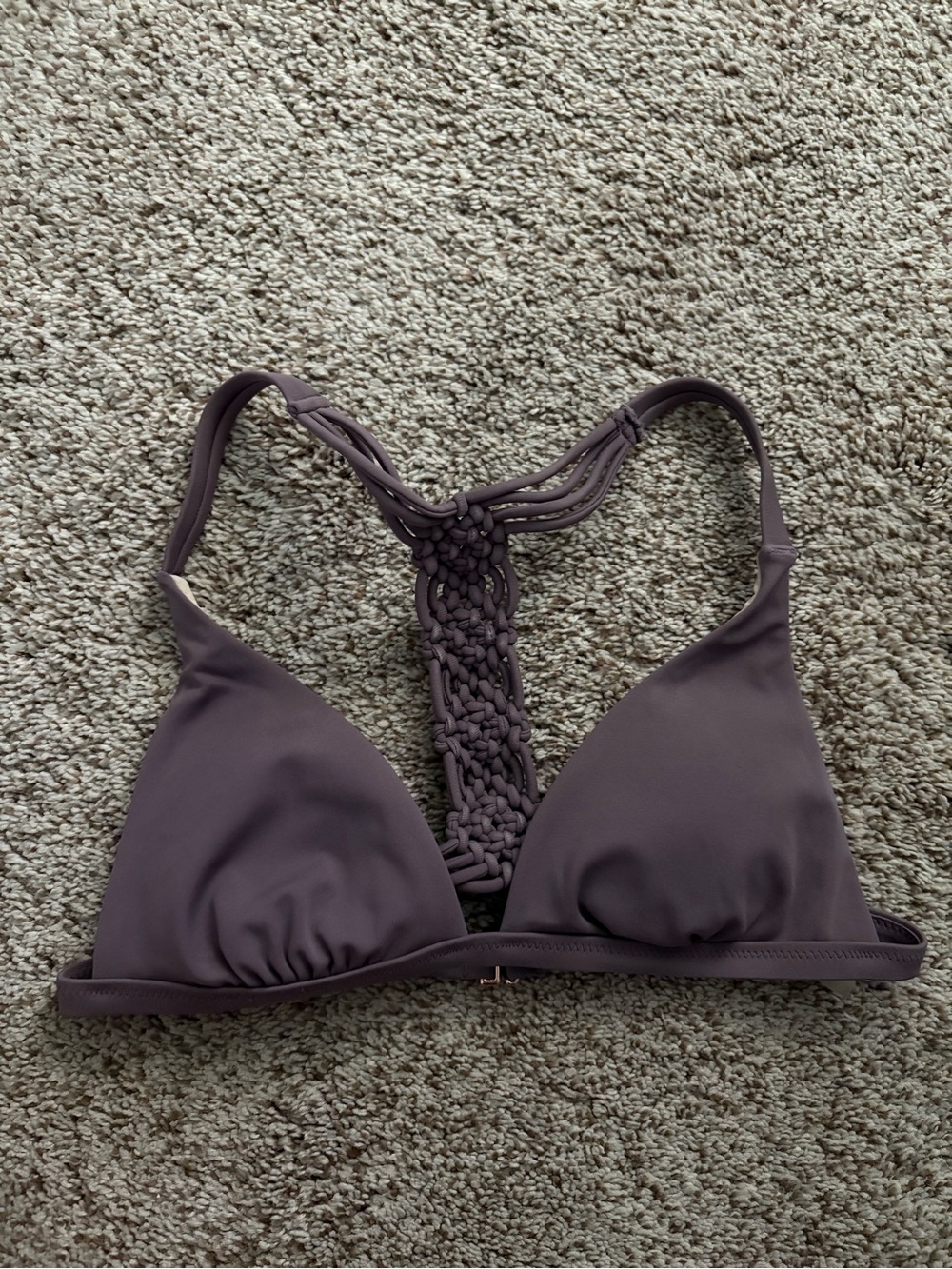 Shade & Shore Mauve Macramé Racerback Bralette